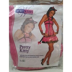 Secret Wishes Pretty Kitty Pink Cat Costume Womens Large 16-20 Sexy Dress Set